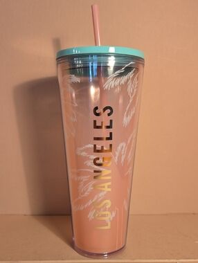 Starbucks Been There Series Los Angeles Pink Venti 24 oz. Cold Cup Tumbler NWT